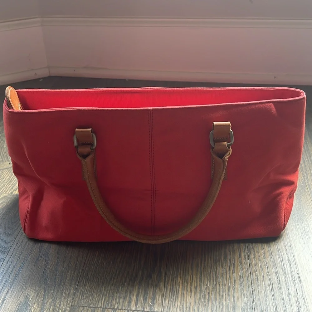 Women’s Tod’s Orange Canvas/Tan Leather Satchel Bag